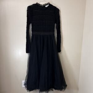 Mable Tulle Lace Midi Dress Whimsigoth Romantic Witchy Fairy Size Small